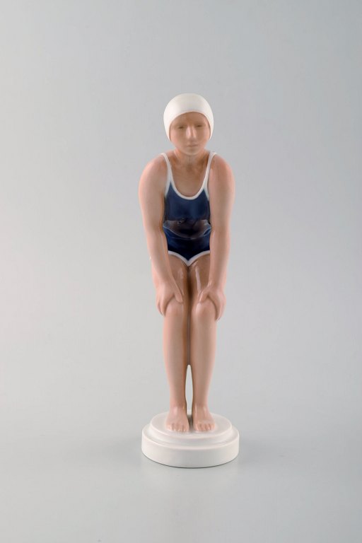 Rare Bing & Grondahl / B&G art deco figure in porcelain. Swimming girl, ca. 
1930. Model number 2224.