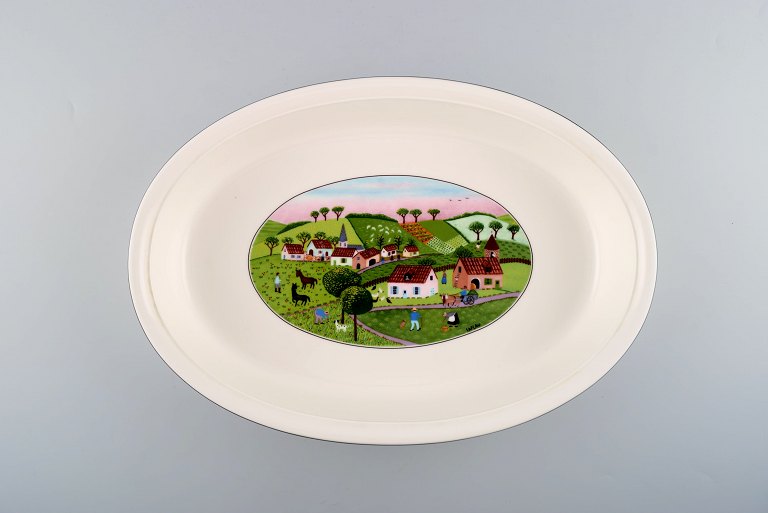 Villeroy & Boch Naif middagsservice i porcelæn. Ovnfast fad dekoreret med 
naivistisk landsbymotiv.