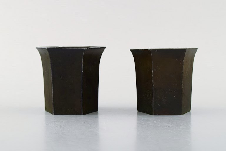 Just Andersen. Two vases in disko metal. 1920/30