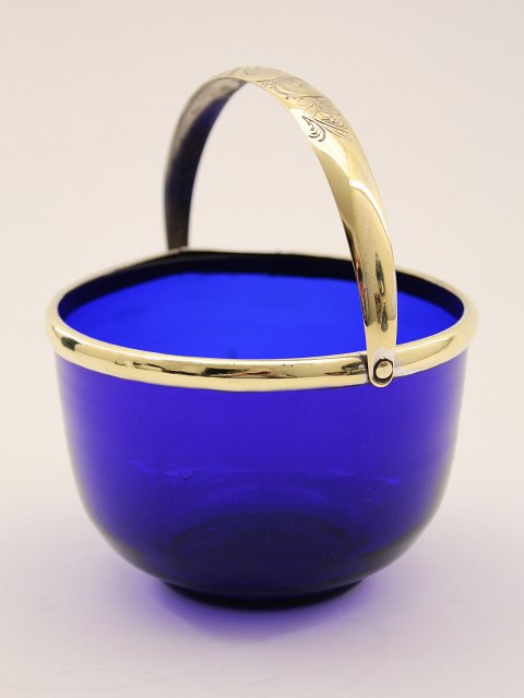 Blue sugar bowl with brass mounting 19th century.