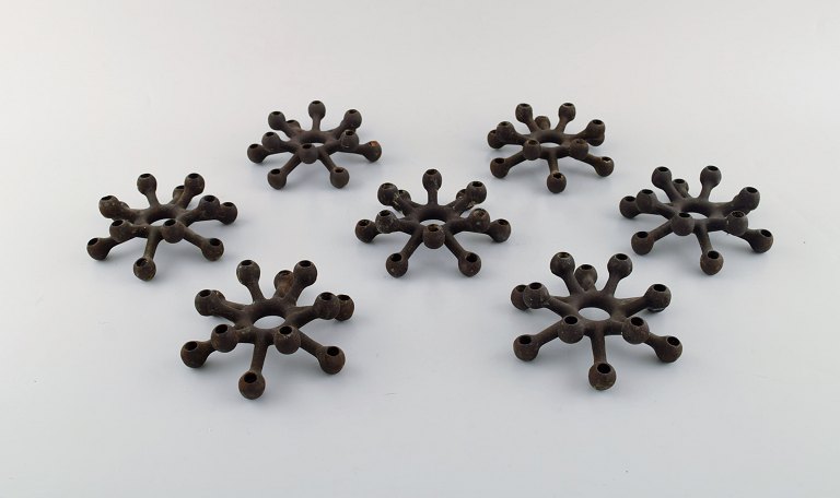 Jens H. Quistgaard, Seven candlesticks in cast iron.
Danish design 1960