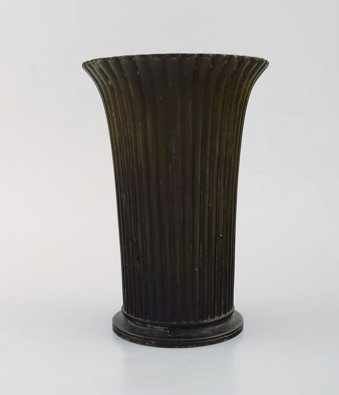 Just Andersen, Denmark. Art deco vase in disko metal. Model Number 2318. 1940