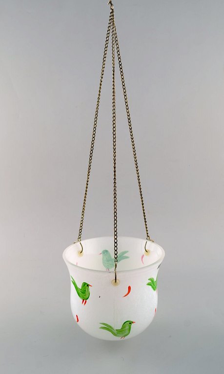 Ulrica Hydman Vallien for Kosta Boda. Hanging herbal pot in art glass with bird 
motifs. 1980 / 90