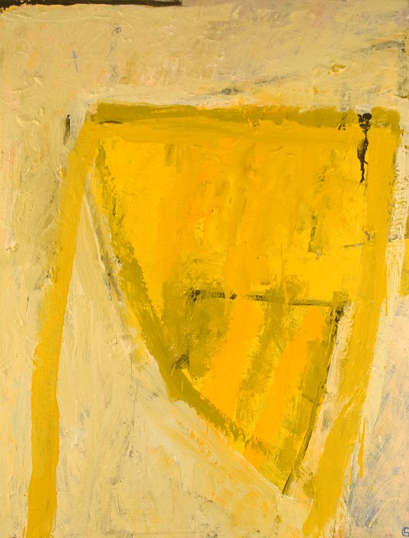 Lars Givell (b. 1936), Swedish artist. Oil on canvas. Modernist / abstract 
composition. 1960