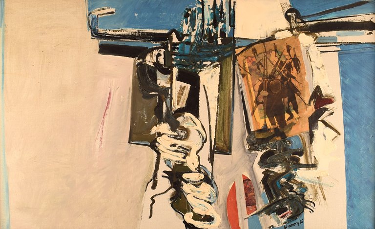 Bengt Winberg (f. 1932, d.1994), svensk kunstner. Olie og collage på lærred. 
Dateret 1965.
