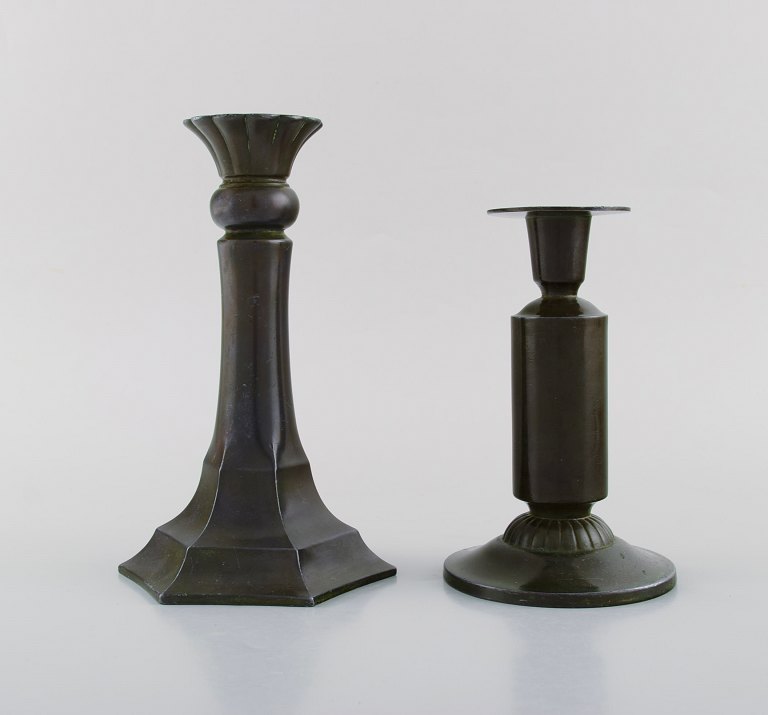 Two Just Andersen candlesticks in disko metal. 1930 / 40