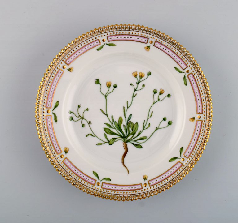 Royal Copenhagen Flora Danica salad plate in hand-painted porcelain with flowers 
and gold decoration. Model number 20/3573.
