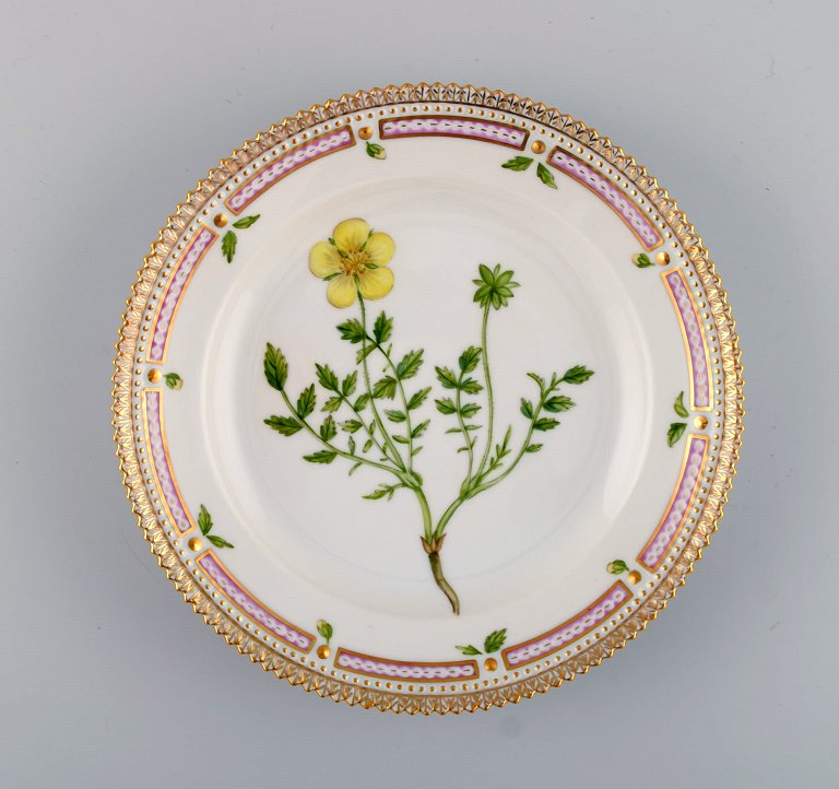 Royal Copenhagen Flora Danica salad plate in hand-painted porcelain with flowers 
and gold decoration. Model number 20/3573.
