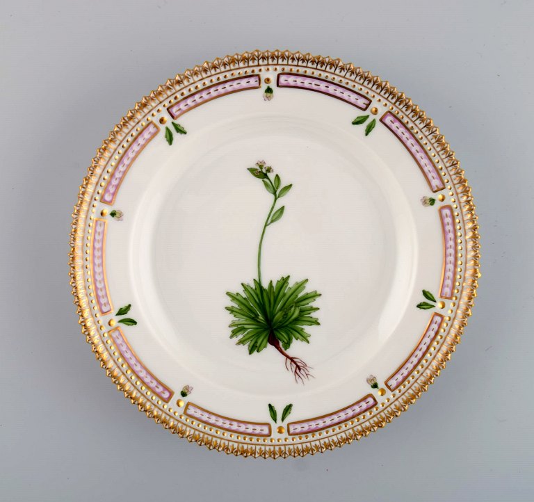 Royal Copenhagen Flora Danica salad plate in hand-painted porcelain with flowers 
and gold decoration. Model number 20/3573.
