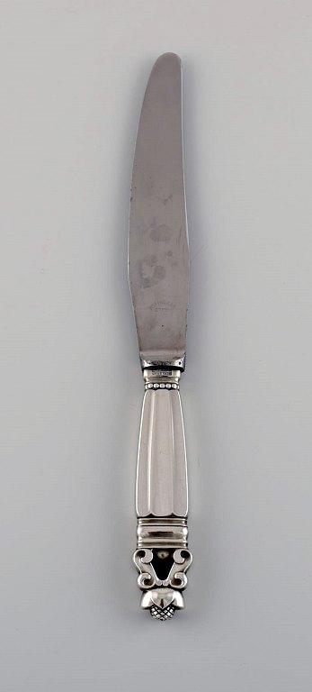 Georg Jensen Acorn dinner knife in sterling silver and stainless steel.
