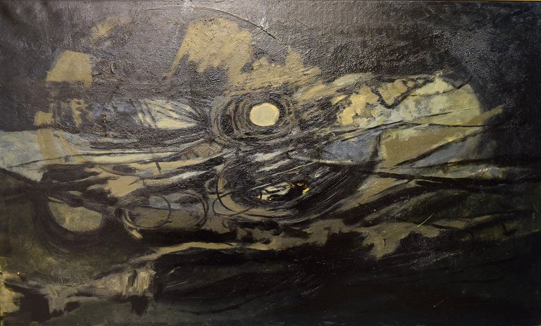 Rudi Olsen, Danish artist. Oil on canvas. "Thunder Jutland". Dated 1961.
