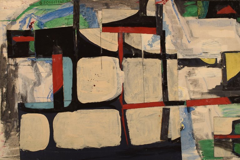 Gösta Fougstedt (1906-1975), Sweden. Oil on canvas. Modernist composition. Dated 
1965.