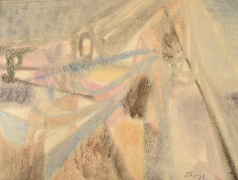 Albert Ferenz (1907-1994), Germany. Watercolor on paper. "In the mountains". 
Mid-20th century.
