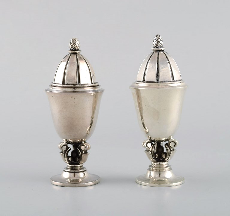 Georg Jensen Acorn salt and pepper shaker in sterling silver.
