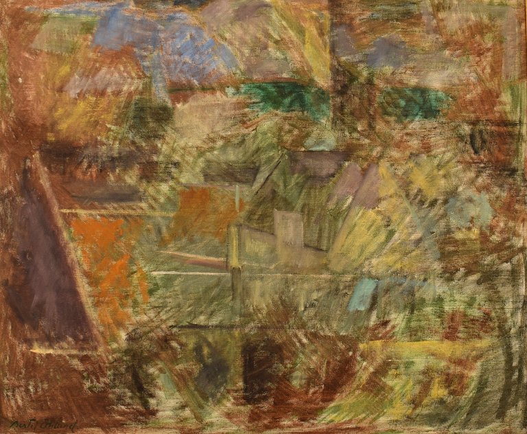 Bertil Öhlund (1923-2003), Sweden. Oil on canvas. Abstract composition. 
1960/70