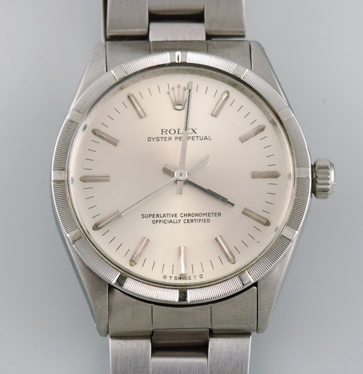 Rolex Oyster perpetual Gold Sigma Dial. 1973. Herre armbåndsur, original 
stållænke, plexiglas. Automatisk. 
