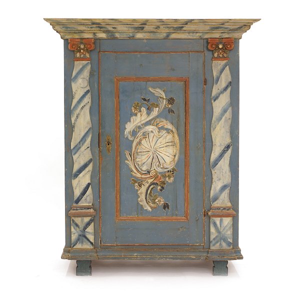 Mid 18th century carved Swedish Baroque cabinet. Circa 1750. H: 172cm. W: 138cm. 
D: 57cm