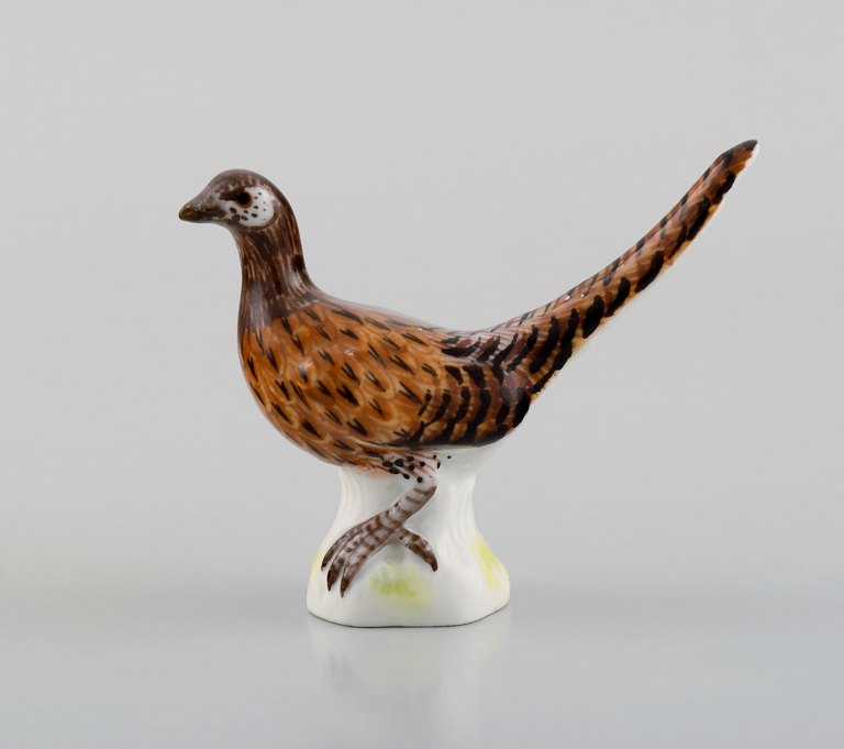 Antik Meissen miniature porcelænsfigur. Fasan. Sent 1800-tallet.
