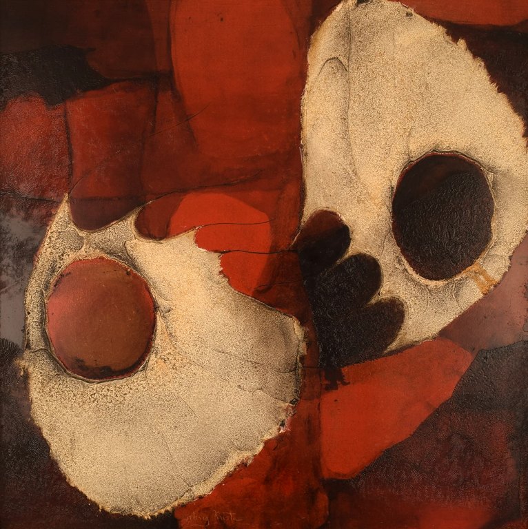 Erling Kristensen, Denmark. Oil on board. Abstract composition. 1960s.

