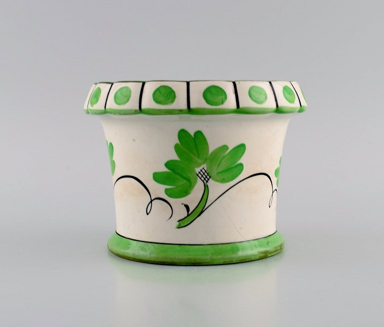 Wilhelm Kåge for Gustavsberg. Flowerpot / vase in hand-painted faience. 1920s.
