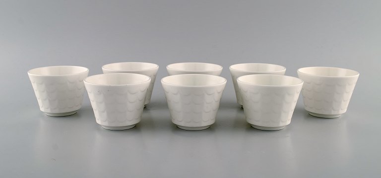 Wilhelm Kåge for Gustavsberg. Eight herb pots in white glazed porcelain. Swedish 
design, 1960s.
