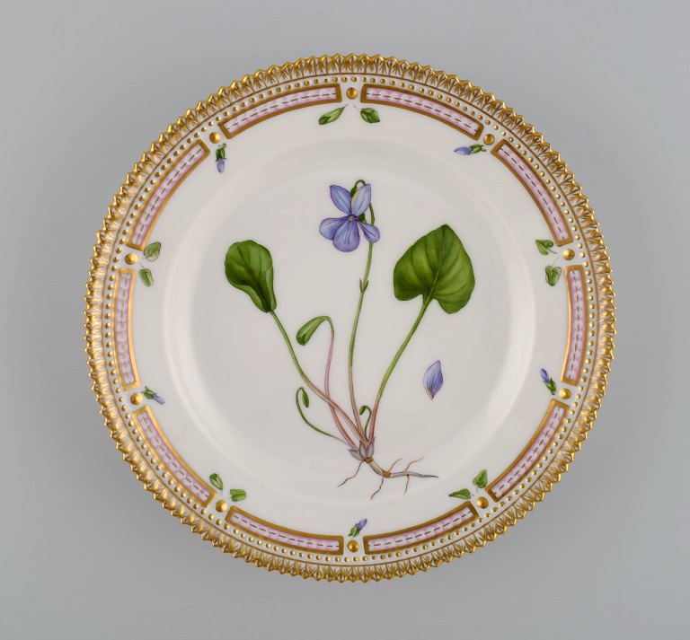 Royal Copenhagen Flora Danica salad plate in hand-painted porcelain with flowers 
and gold decoration. Model number 20/3573.
