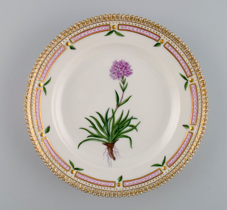 Royal Copenhagen Flora Danica salad plate in hand-painted porcelain with flowers 
and gold decoration. Model number 20/3573.
