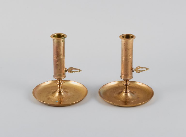 Ystad Metall, Sweden, 1970s, a pair of brass chamber stands.
Swedish design.