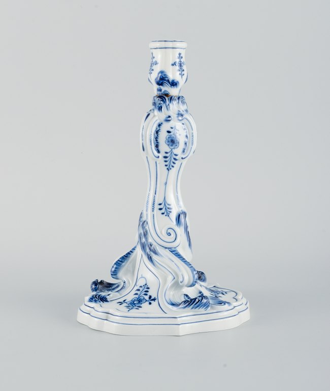 Meissen, Germany. Large antique blue onion pattern candlestick.
19th century.