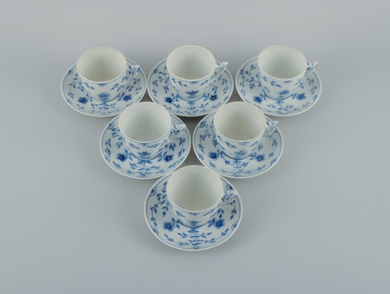 Bing & Grøndahl, six hand-painted Kipling coffee cups with matching saucers.