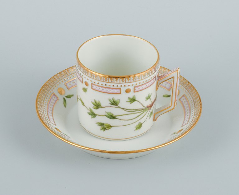 Royal Copenhagen, Flora Danica chocolate cup with matching saucer.