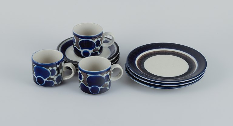 Anja Jaatinen-Winquist, Arabia, Finland, a three-person Saara coffee service in 
hand-painted stoneware.