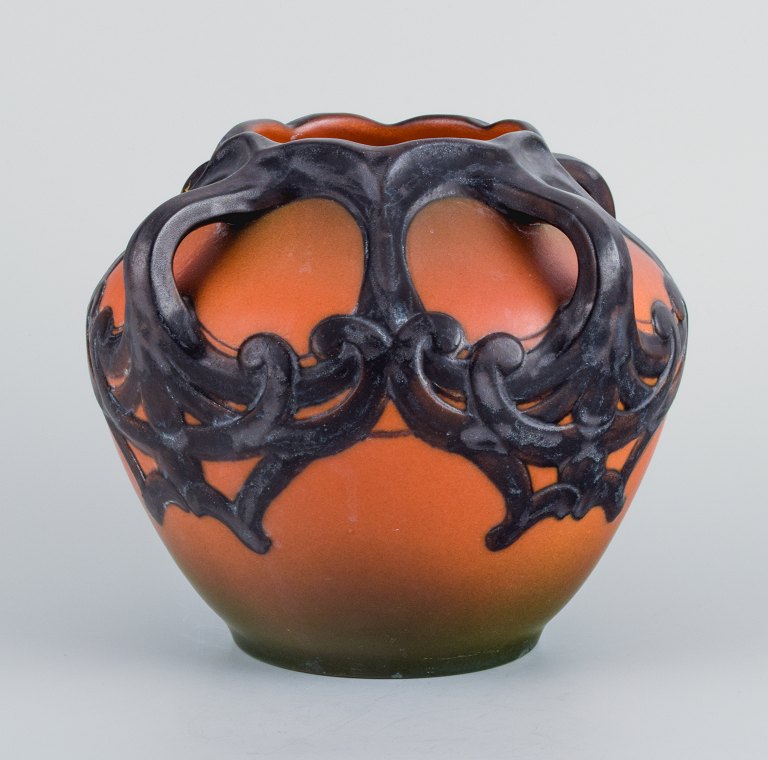 Ipsens, Denmark. Art nouveau vase in hand-painted glazed ceramics. Design Karen 
Hagen 1909.