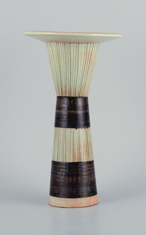 Carl Harry Ståhlane (1920-1990) for Rörstrand, tall vase with stripes.