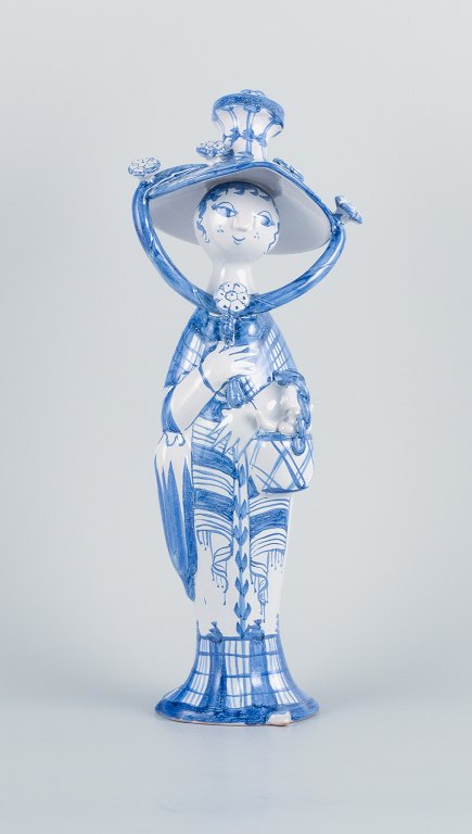 Bjørn Wiinblad (1918-2006). "Autumn" from the series "The Four Seasons", figure 
in blue-glazed earthenware.