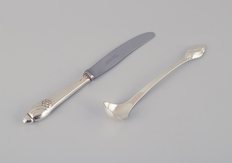 Evald Nielsen, Denmark, beautiful sugar spoon and fruit knife in Danish 830 
silver.
Model number 6.