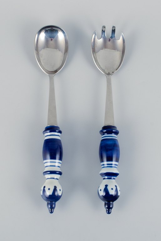 Bjørn Wiinblad for Rosenthal. Siena salad set in glazed ceramic and stainless 
steel.