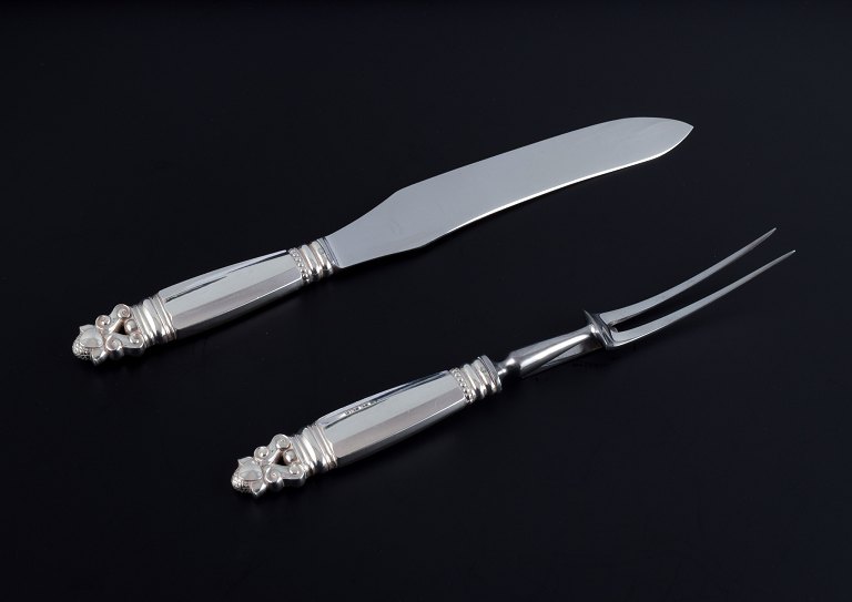 Georg Jensen, Acorn, carving set in sterling silver and stainless steel.