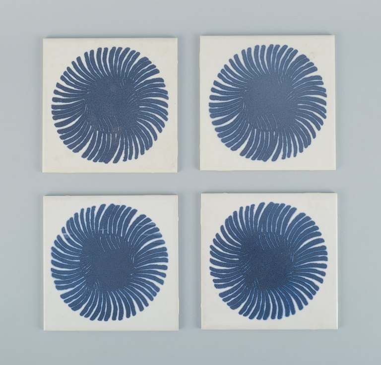 Royal Copenhagen, four tiles with an abstract motif.