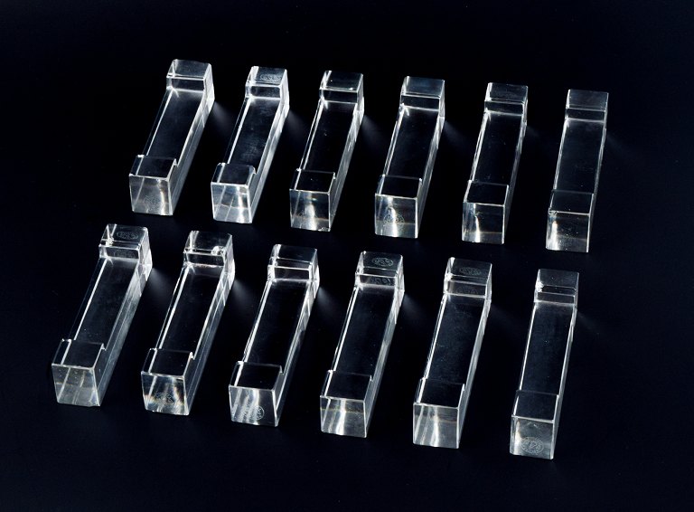 Baccarat, France. A complete set of twelve knife rests in original gift box.