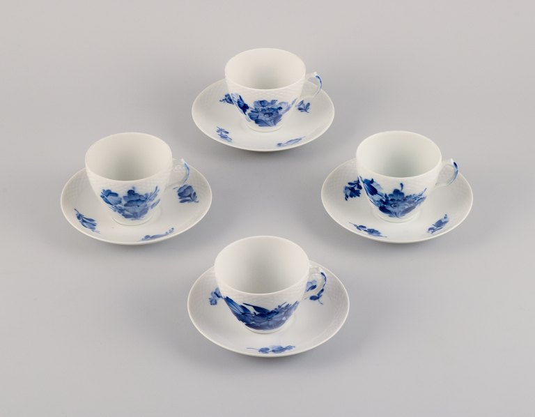 Royal Copenhagen, Blue Flower Braided, four coffee cups with saucers.