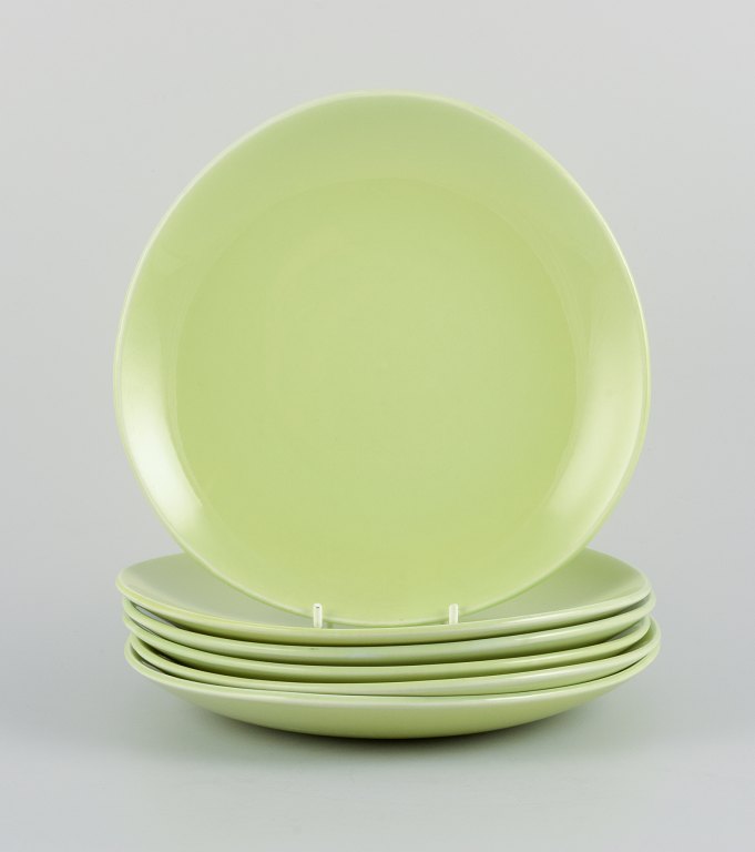 Stig Lindberg for Gustavsberg. Set of six "Colorado" retro porcelain plates in 
apple green.