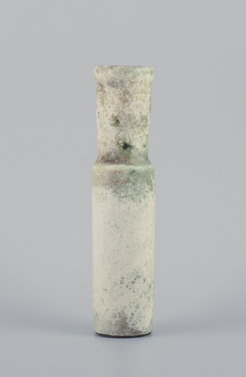 Hans Hedberg for Biot, France, unique ceramic vase with speckled glaze in light 
tones.