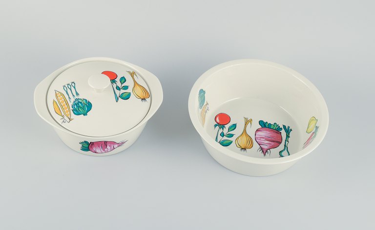 Villeroy & Boch, Luxembourg, two pieces of "Primabella" stoneware, including a 
lidded bowl and a bowl with various vegetable motifs.