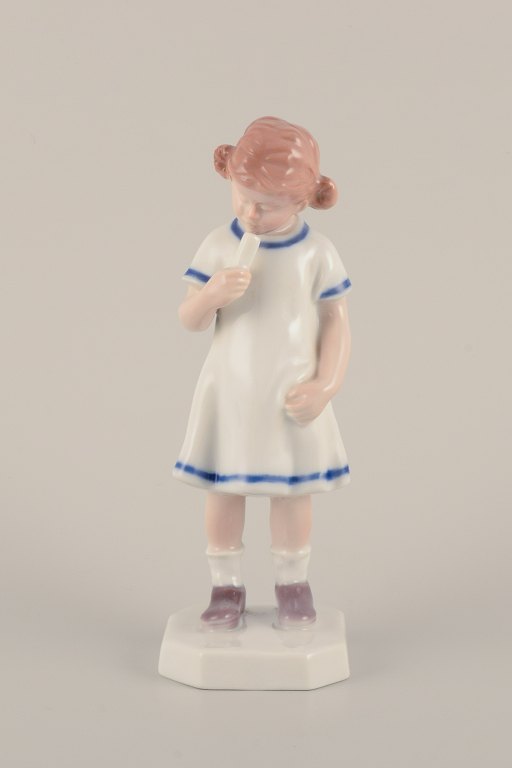 Bing & Grøndahl, Denmark. Rare porcelain figurine. Young girl with ice cream.