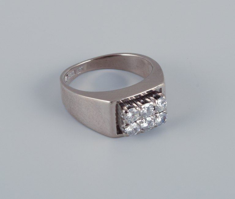 Swedish goldsmith. Diamond ring in 18 karat white gold.