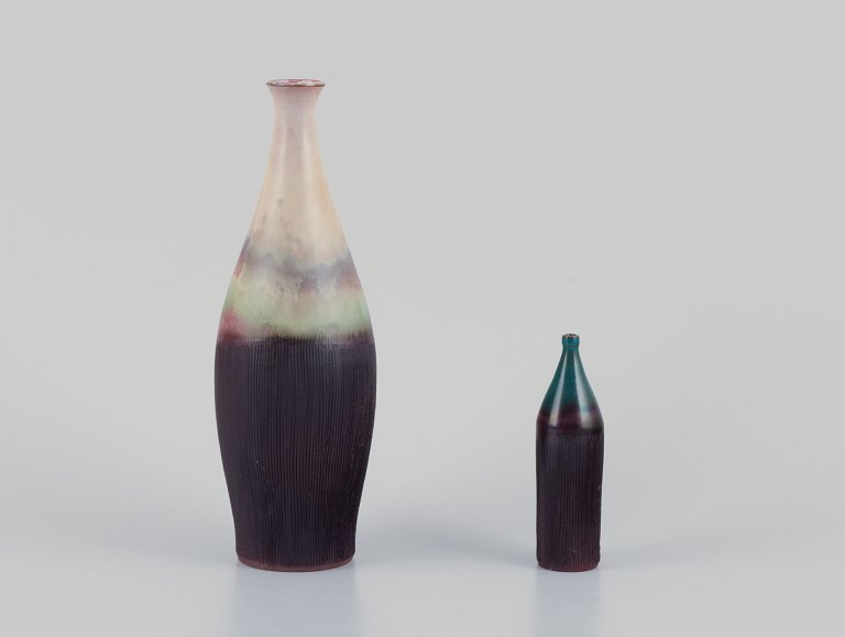 Sven Hofverberg, Swedish ceramist. Large and small unique ceramic vases. 
Multi-colored glaze.