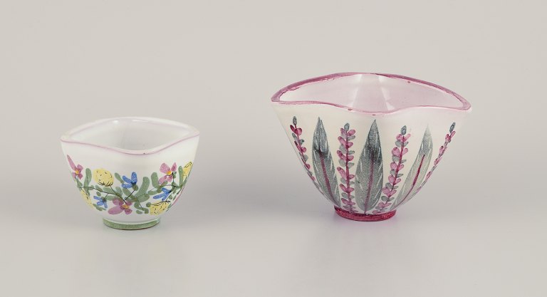 Laholm, Sweden. Two small ceramic bowls. Hand-decorated.