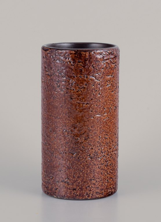 Ingrid Atterberg for Upsala Ekeby, Sweden. Ceramic vase with glaze in brown 
hues.