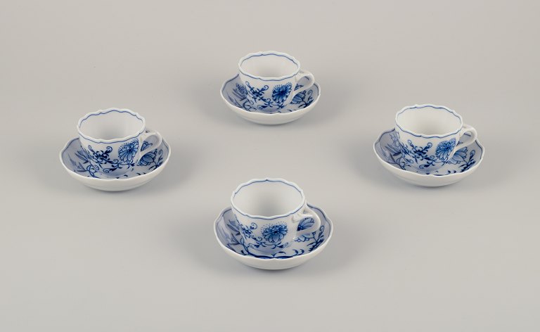 Meissen, Germany.
A set of four Blue Onion pattern demitasse cups with saucers.